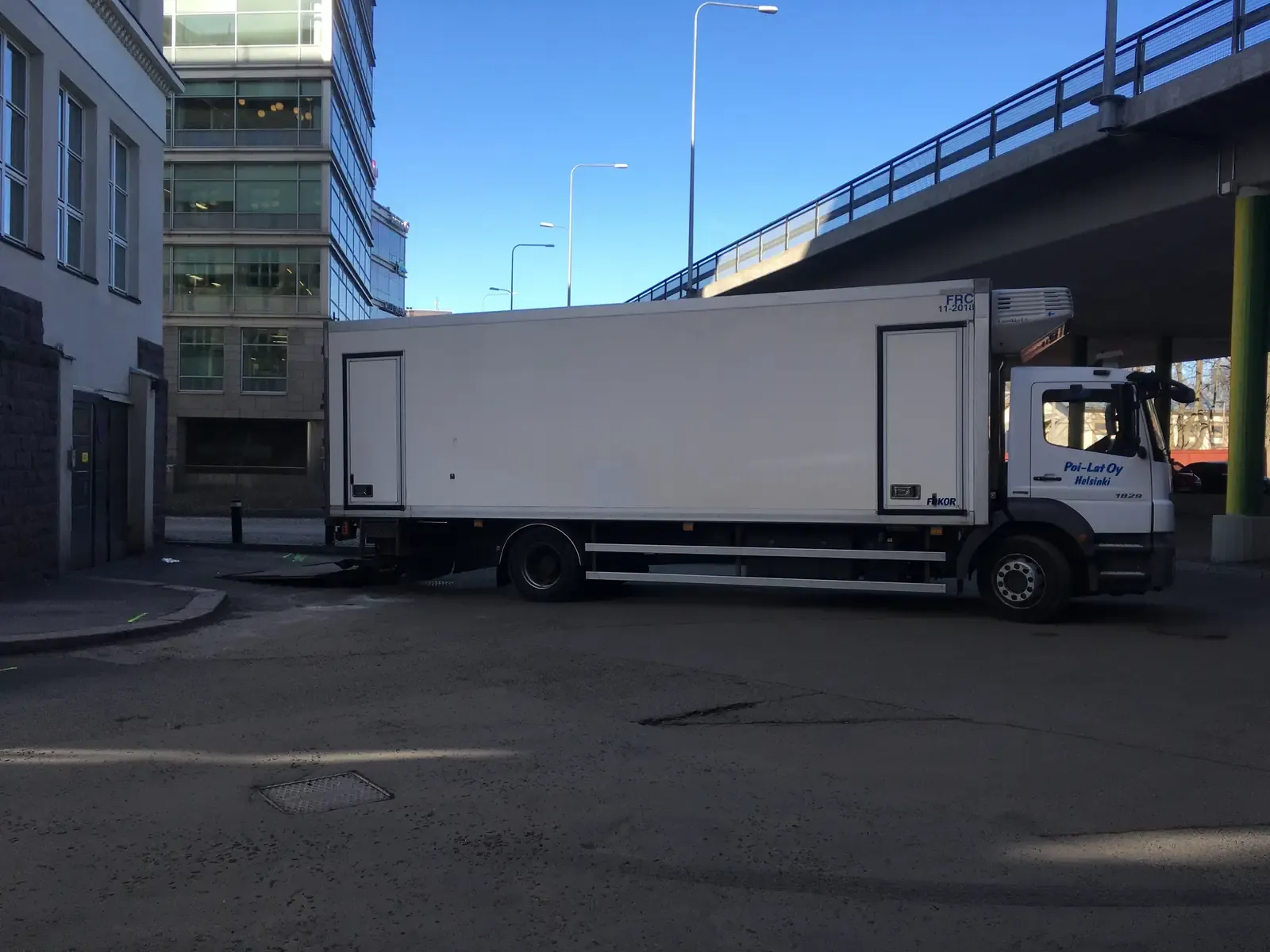 Freight truck at an industrial loading dock